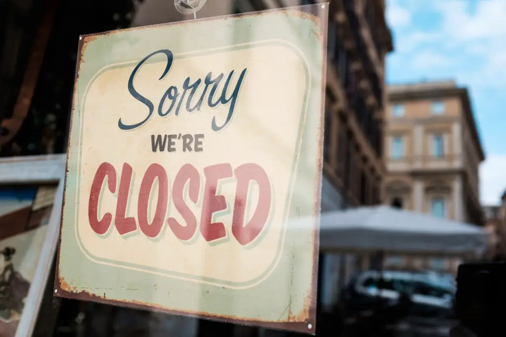 Door sign board on shop window