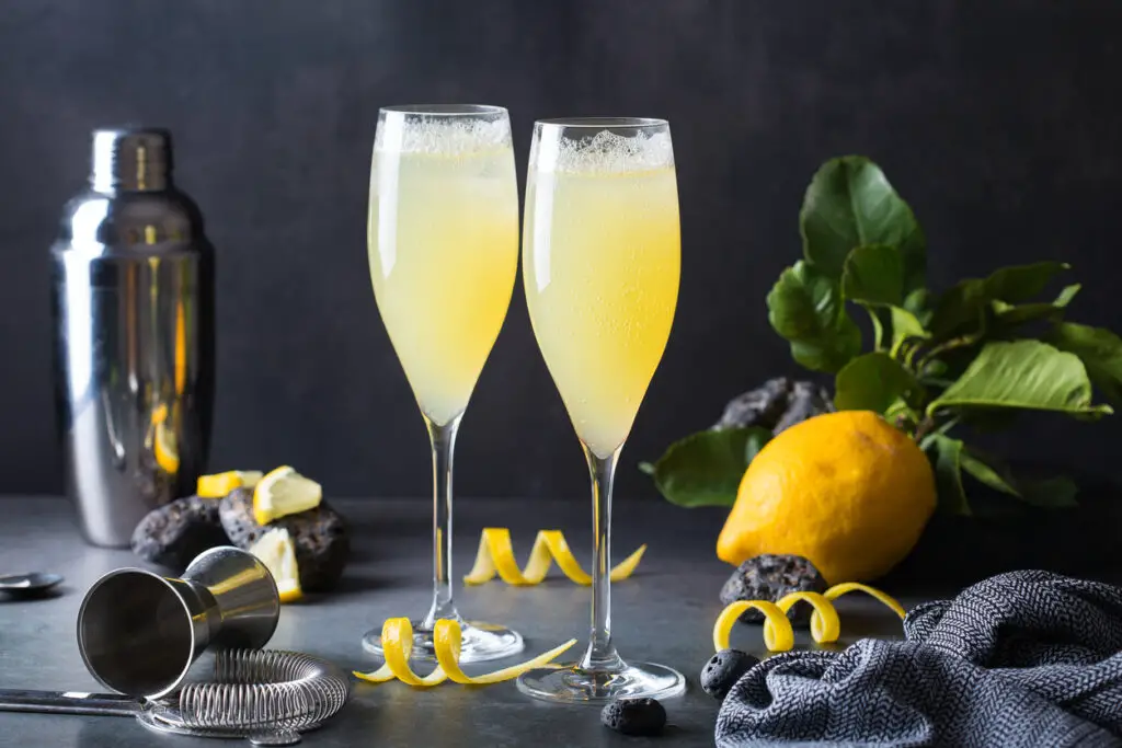 French 75 cocktail with lemon hard seltzer instead of champagne