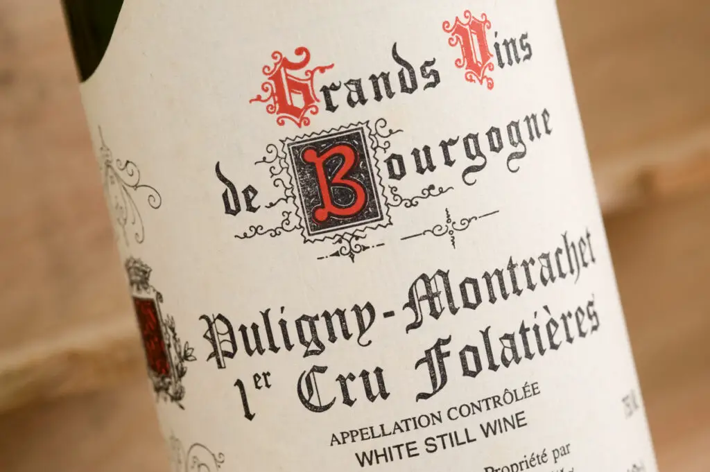 Label of a wine bottle Le Montrachet