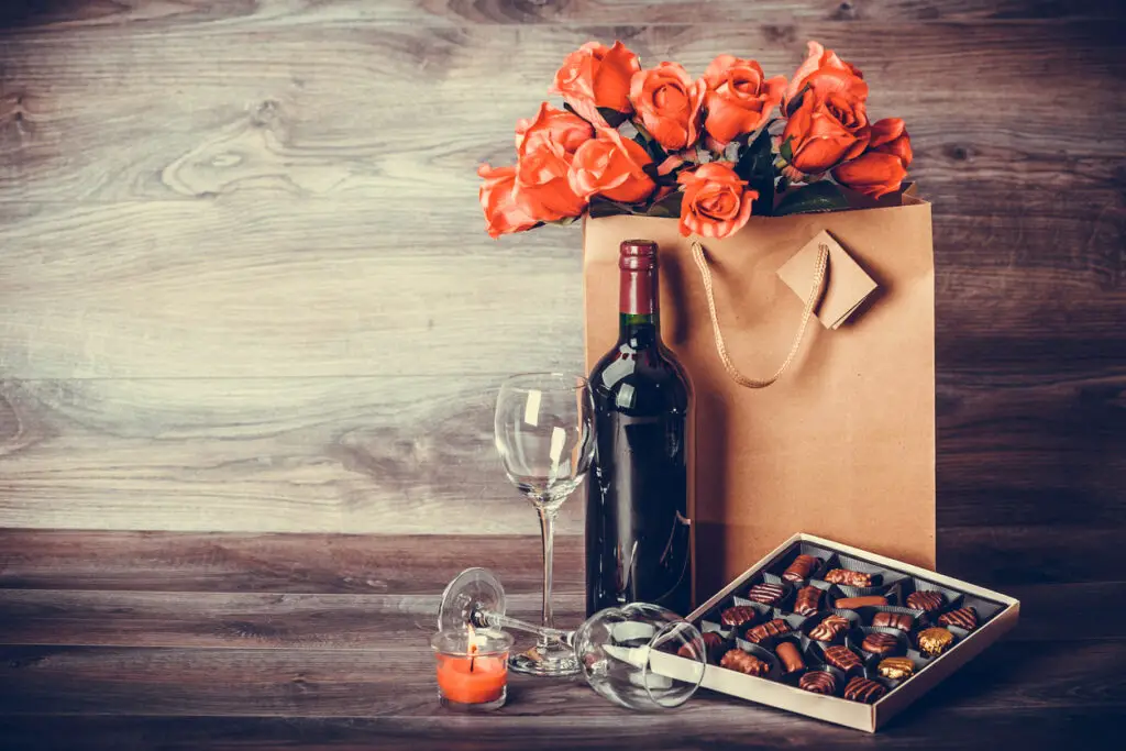Wine and box of chocolates