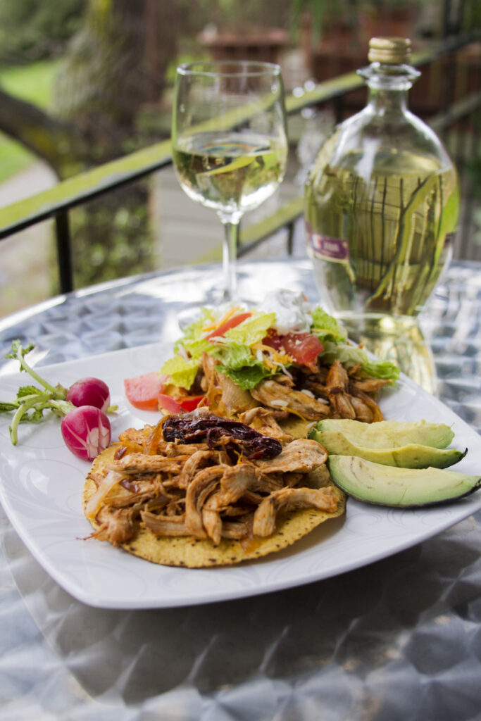 Tostadas and wine outdoor lunch