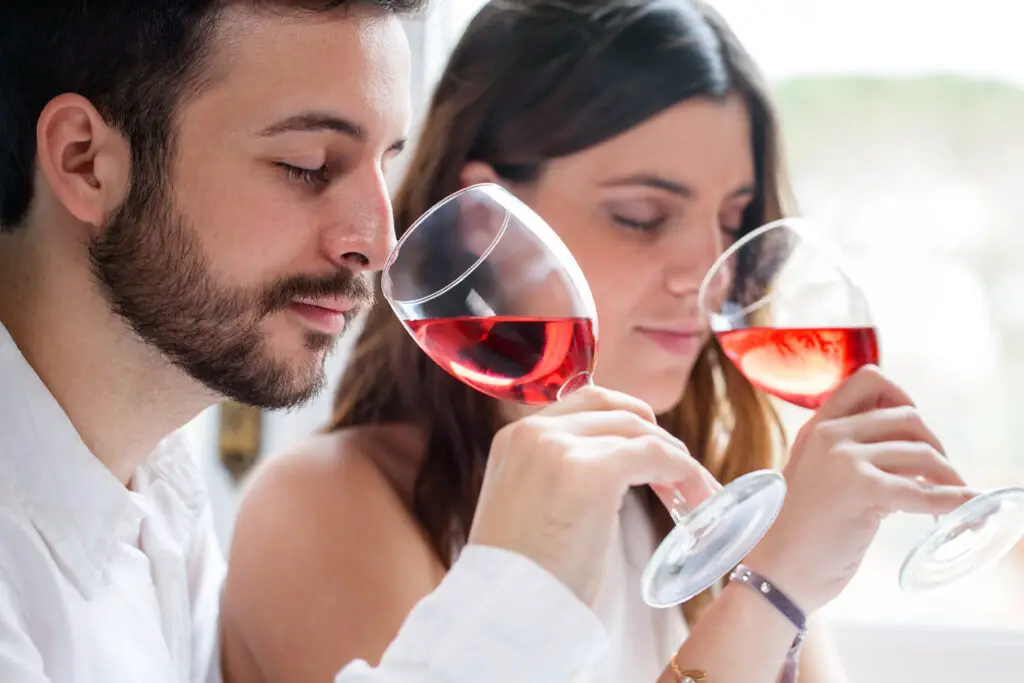 Couple at wine tasting.