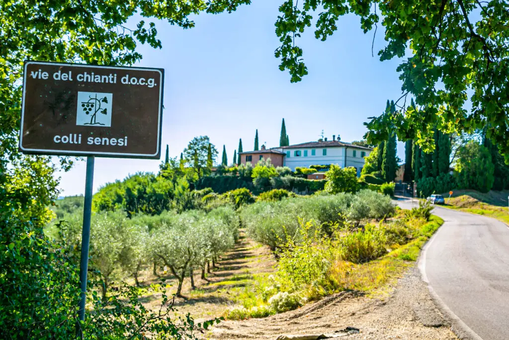 Road sign of the streets of Chianti, Siena hills-Tuscany,Italy