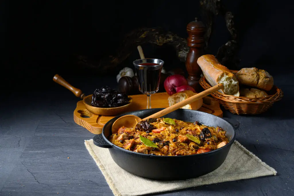 A real Polish 'Bigos,'after an old recipe with dried plums and wine.