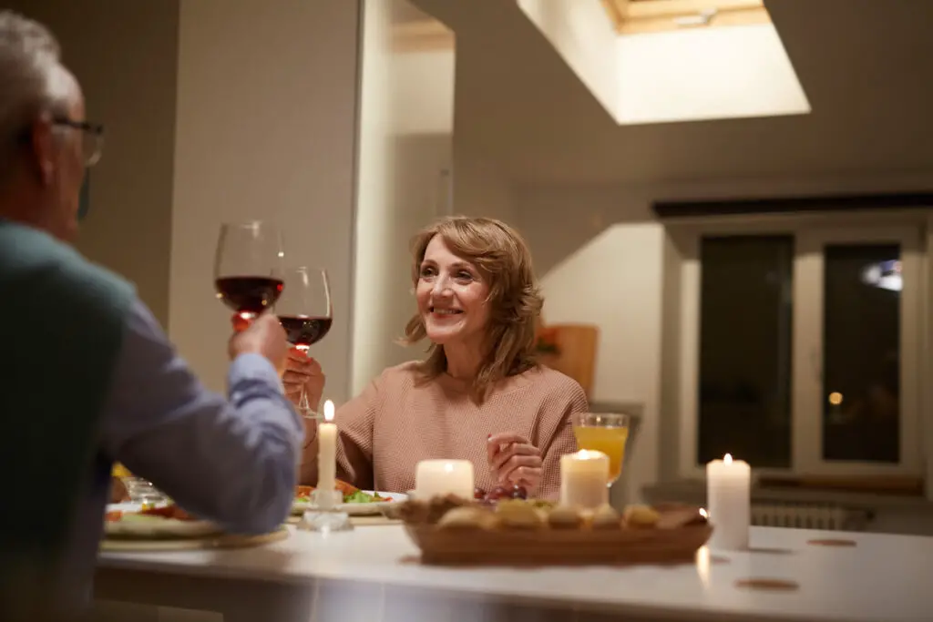 Couple enjoying wine tasting.